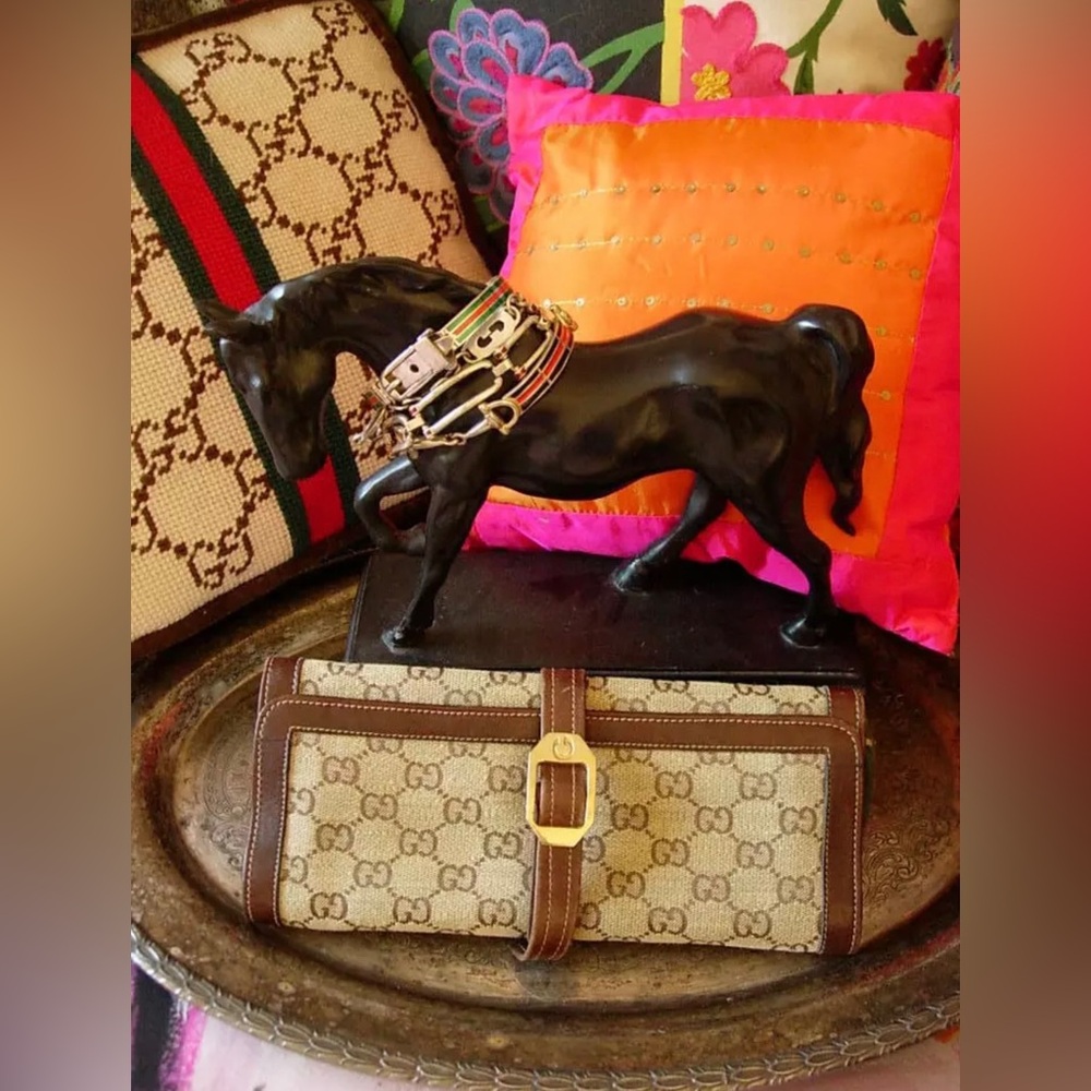 RARE Vintage GUCCI Monogram Travel Accessory Jewelry Case Keeper Roll BEAUTIFUL